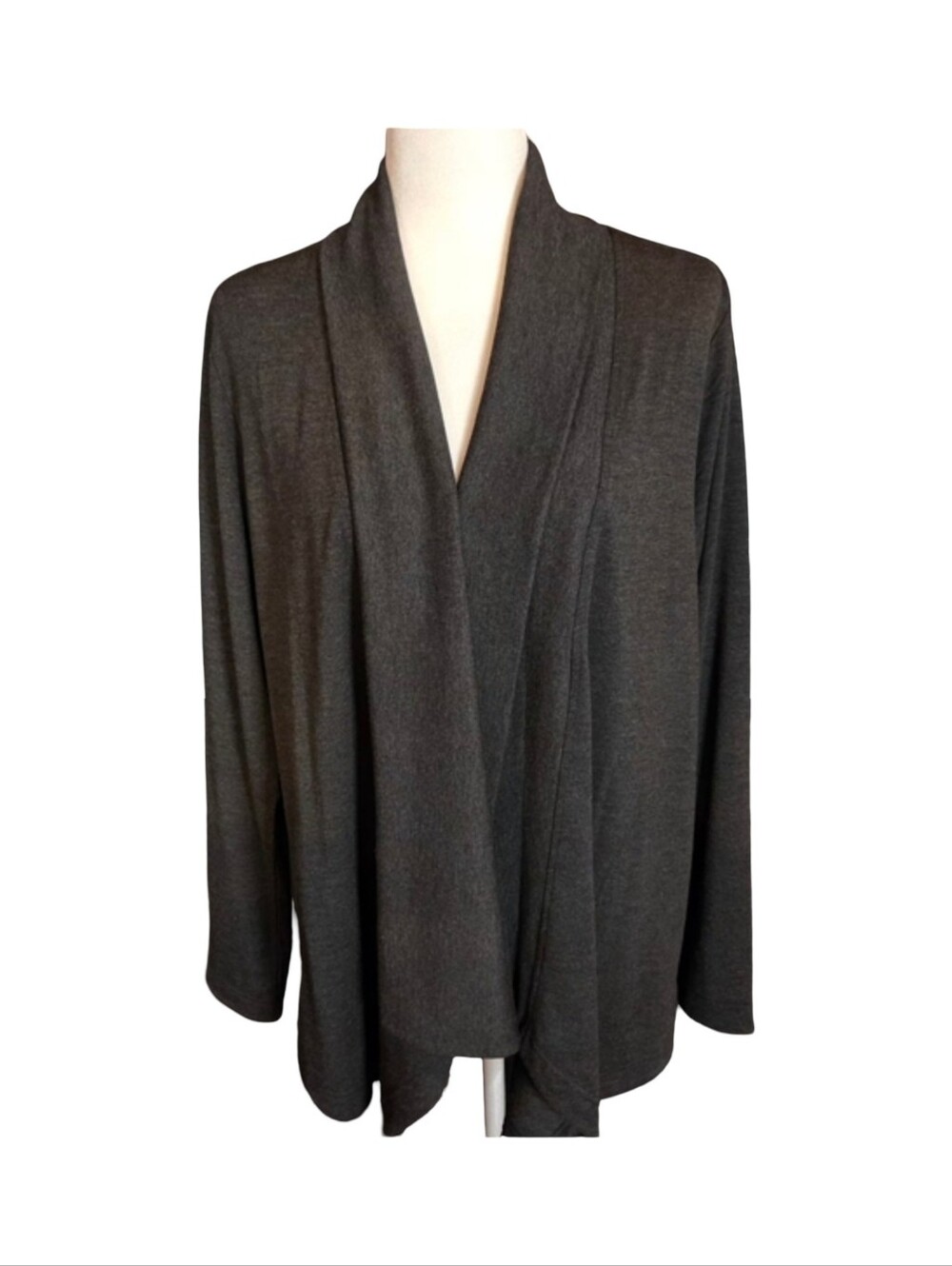 Max & Mia NWT Ultra Soft Modal Charcoal Waterfall Draped Cardigan L